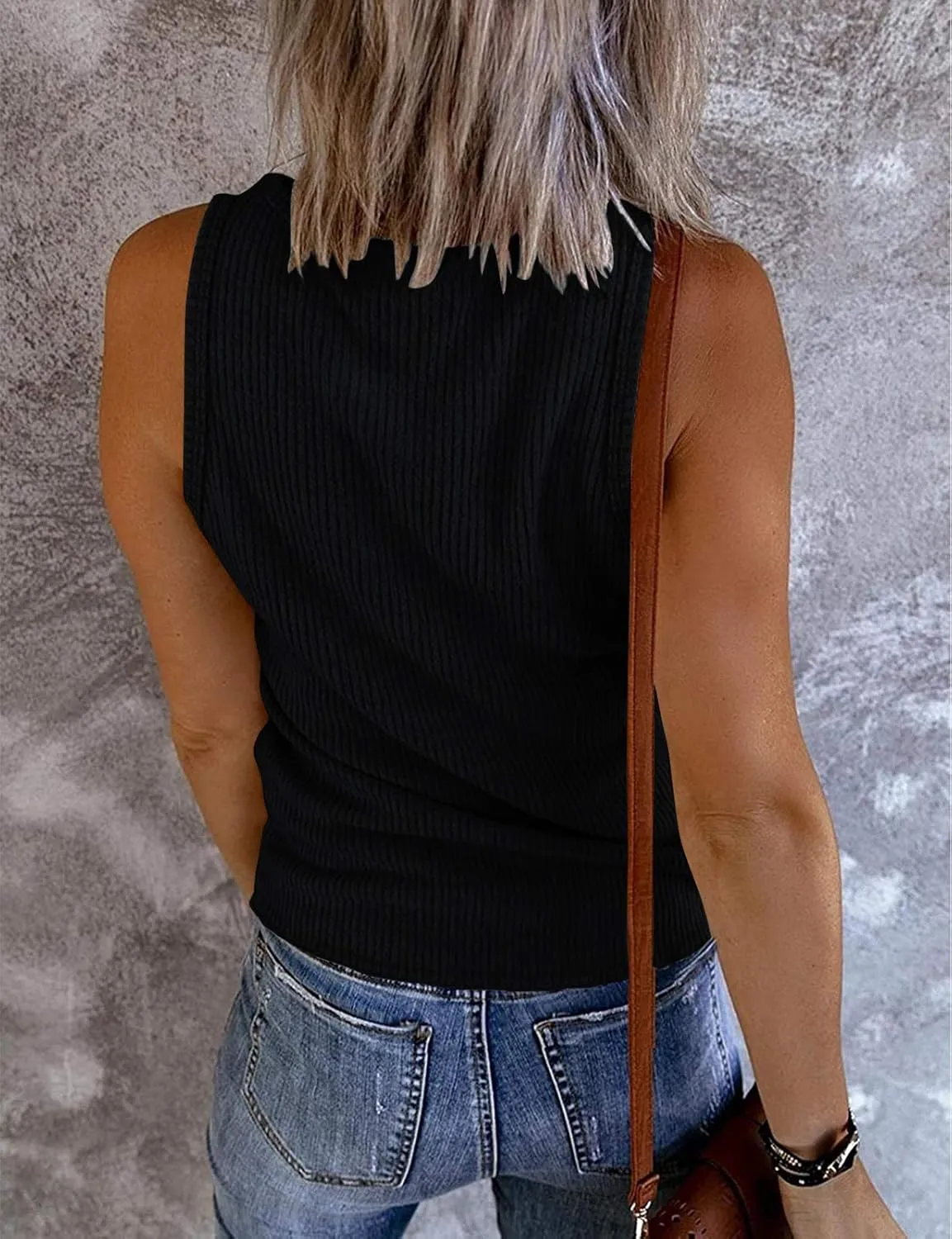 MEROKEETY Women's V Neck Tank Tops Summer Sleeveless Ribbed Button Casual Henley Shirts