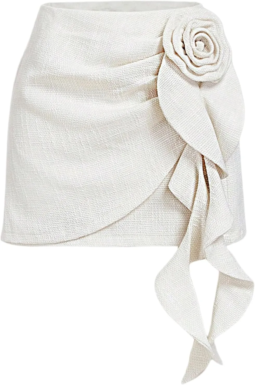 Milumia Women's 3D Floral Applique Bodycon Wrap Mini Skirts