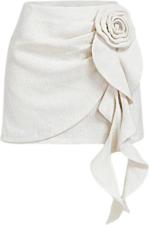 Milumia Women's 3D Floral Applique Bodycon Wrap Mini Skirts