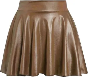Mini Skirts for Women Women's Fashion High Waist Pleated Solid Color Short Skirt Loose Skirt Metallic Skater Mini
