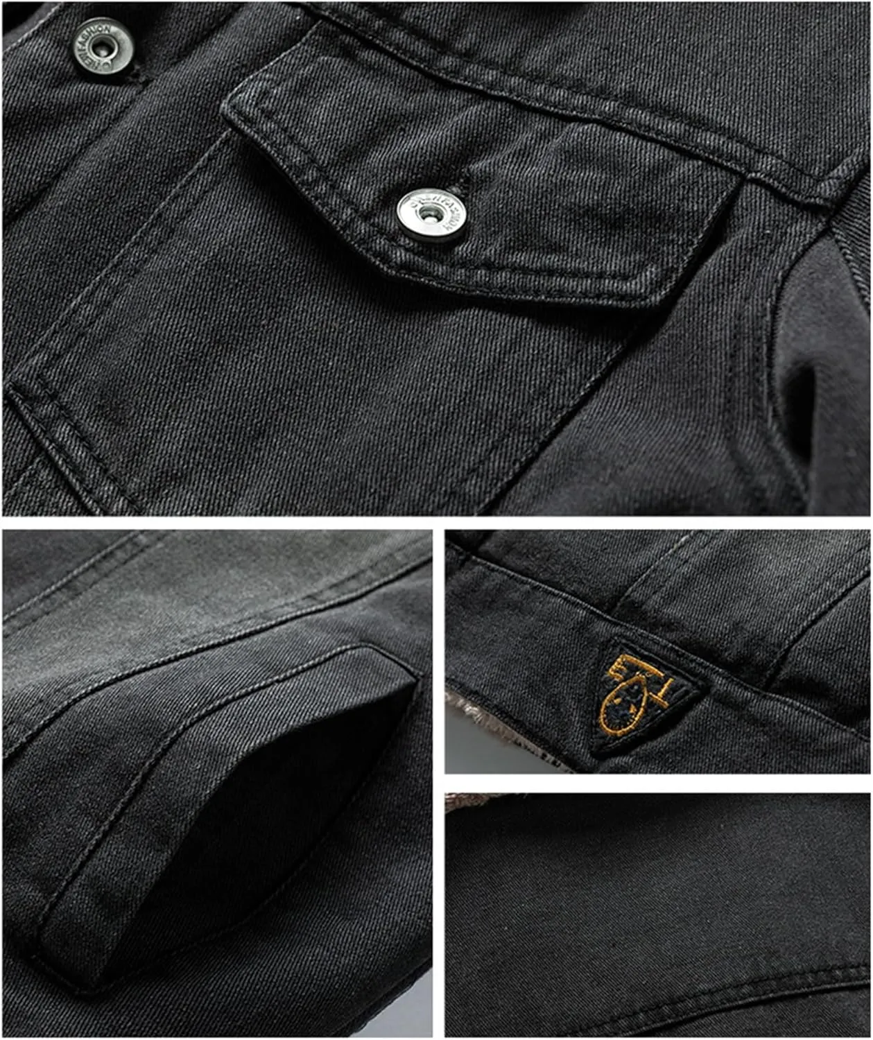 Mmoneyake Mens Sherpa Fleece Lined Denim Jacket Lapel Thicken Denim Jean Trucker Jacket Coats Cowboy Cut Western Outwear