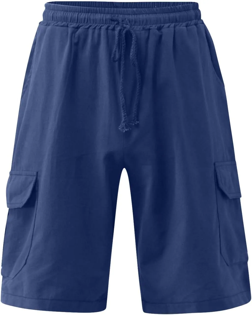 Muscularfit Cargo Shorts for Men Big Tall Solid Causal Stretchy Drawstring Shorts Multi Pockets Summer Beach Athletic Shorts