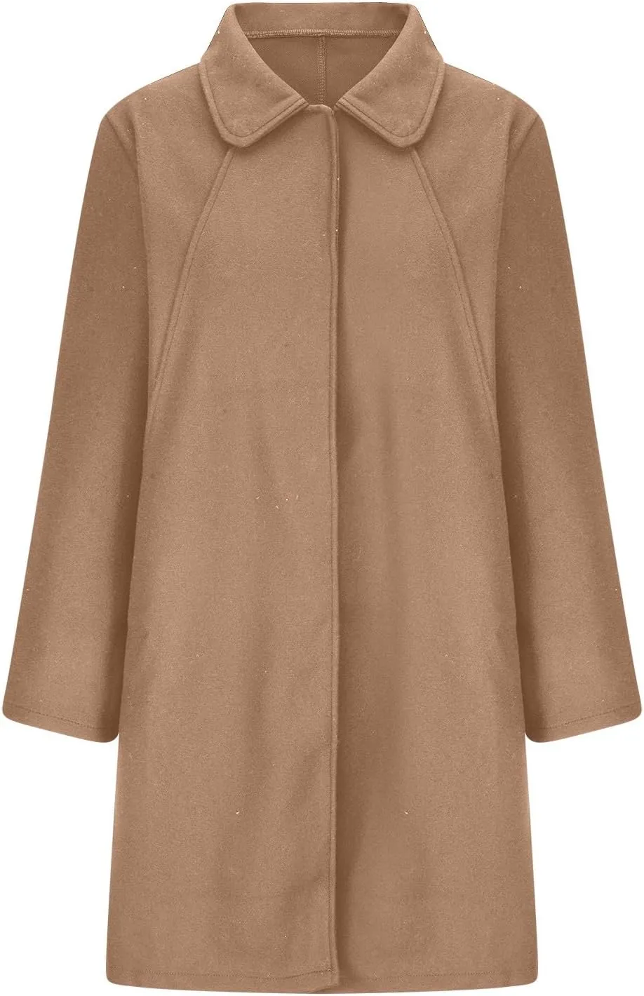 NATHGAM Women's Winter Coat Casual Trendy Elegant Coat Lapel Single Breasted Long Wool Coat Thick Formal Office Wool Overcoat