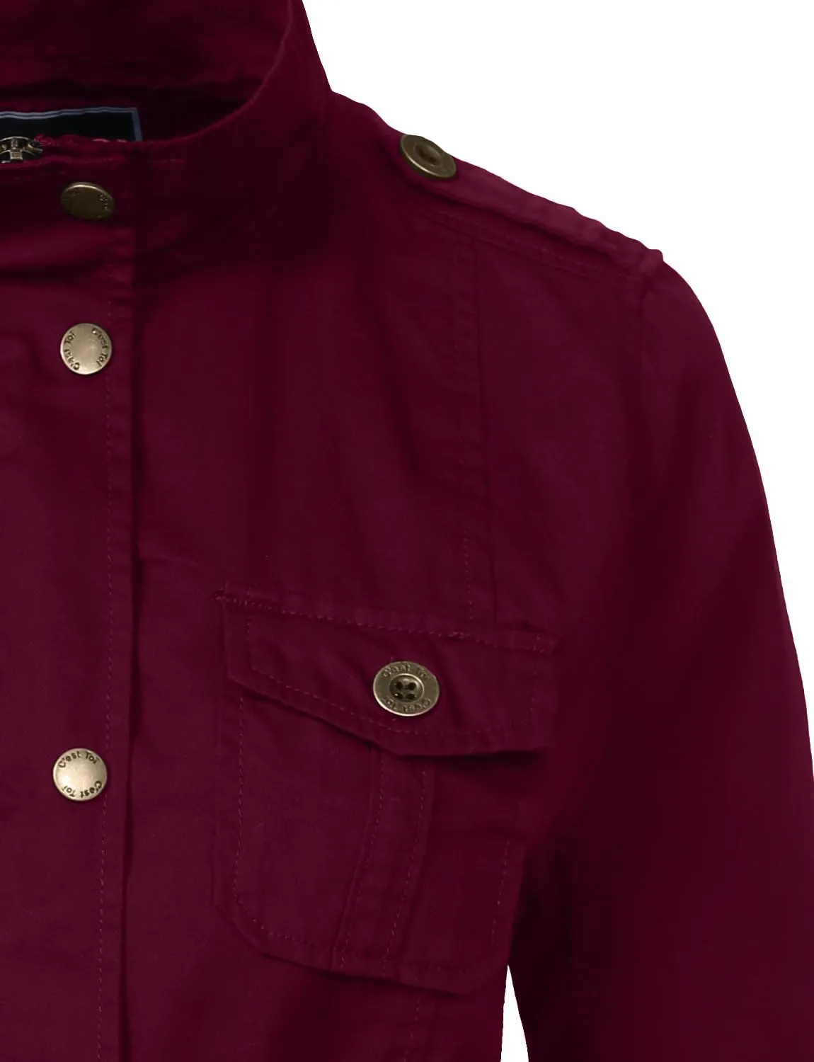 NE PEOPLE Women’s Military Jacket – Anorak Utility Safari Long Sleeve Lightweight Casual Snap Button Stand Collar Parka Coat