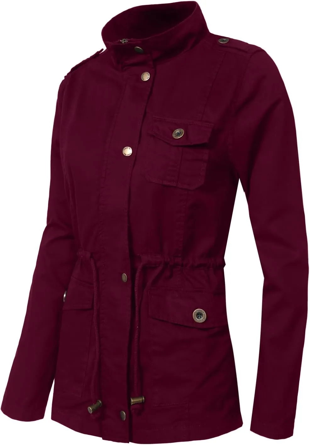 NE PEOPLE Women’s Military Jacket – Anorak Utility Safari Long Sleeve Lightweight Casual Snap Button Stand Collar Parka Coat