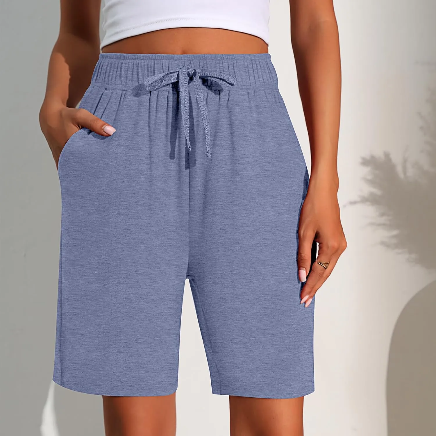 Neer 3 Pack Women's Quick Dry Shorts Women Drawstring High Waisted Bermuda Athletic Shorts with Pockets