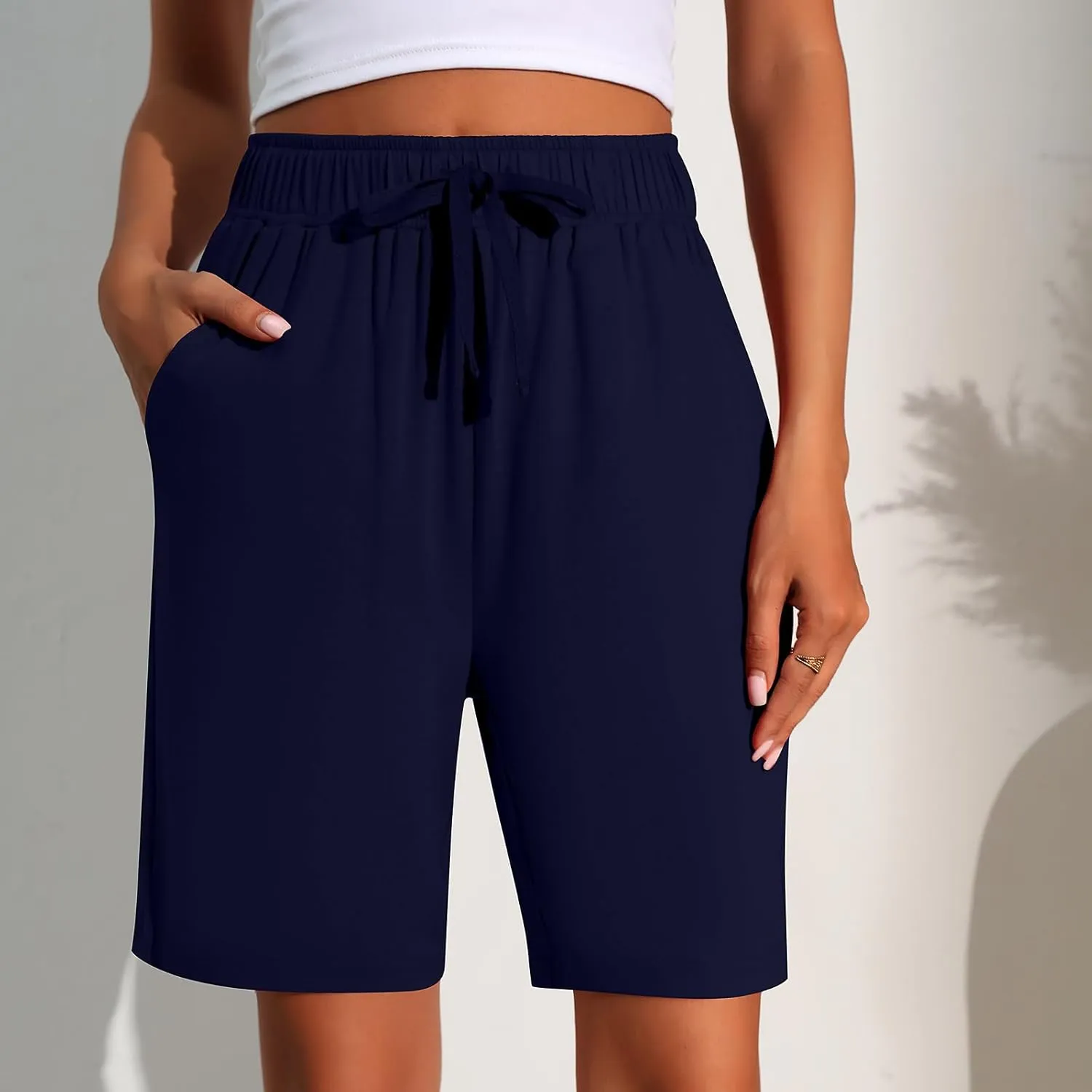 Neer 3 Pack Women's Quick Dry Shorts Women Drawstring High Waisted Bermuda Athletic Shorts with Pockets