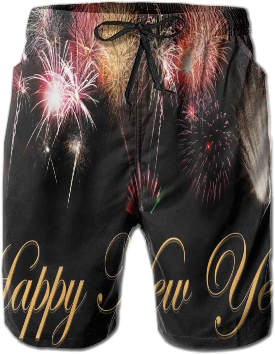 New Years Eve Swim Trunks Quick Dry Board Shorts with Mesh Lining Beach Shorts Printed Shorts Swimwear