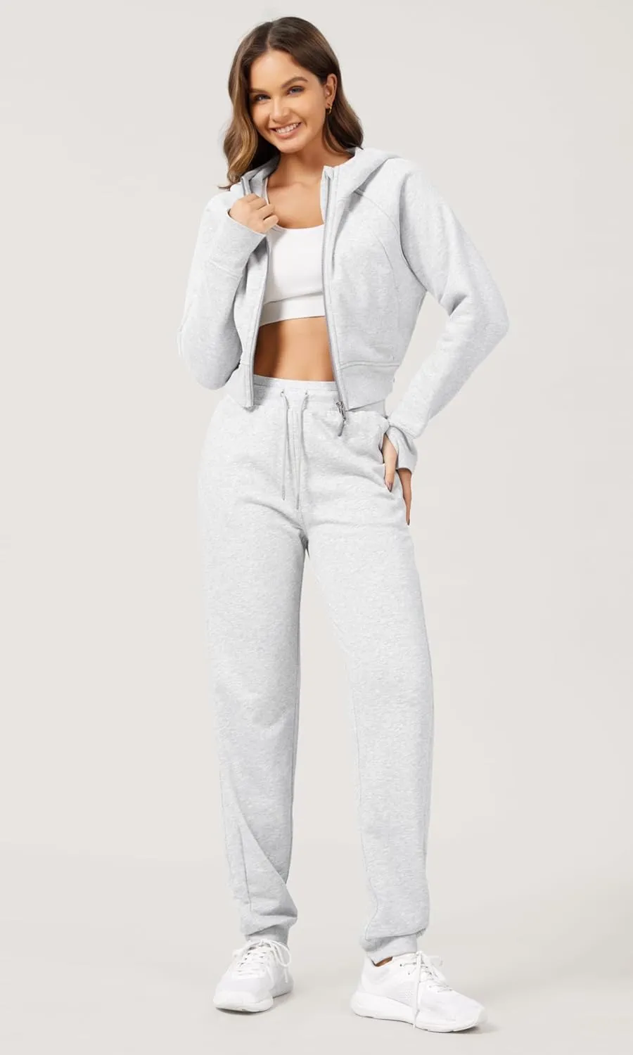 ODODOS Women's Jogger Sweatpants Cotton French Terry High Waist Casual Lounge Pants with Pockets