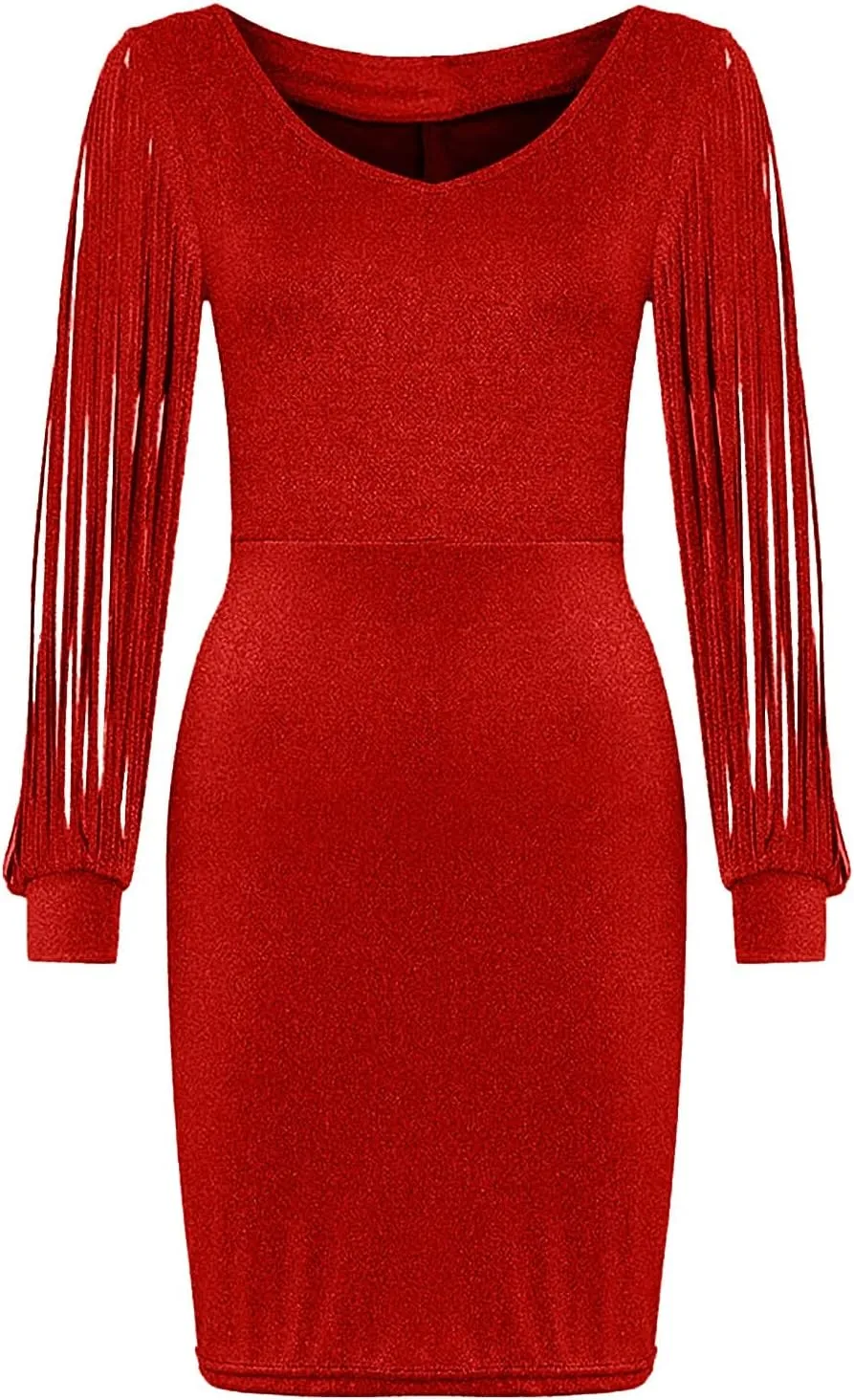 Party Dresses for Women,2024 Elegant Sexy Bodycon V Neck Evening Cocktail Dress,Trendy Long Sleeve Mini Sparkly Dress