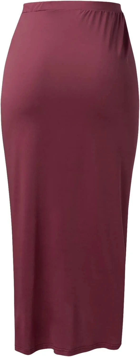 Pencil Skirt for Women Tummy Control Summer Flowy High Elastic Waist Slim Fit Stretchy Midi Skirts for Going Out