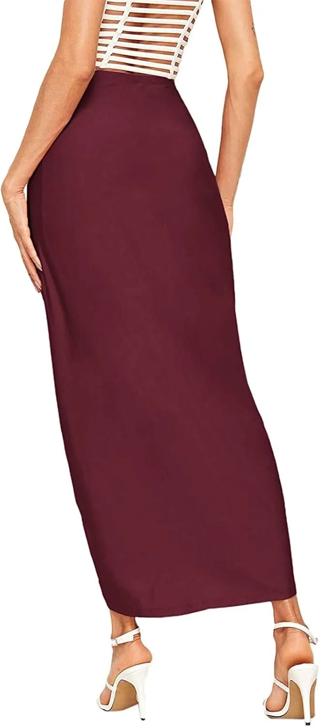 Pencil Skirt for Women Tummy Control Summer Flowy High Elastic Waist Slim Fit Stretchy Midi Skirts for Going Out