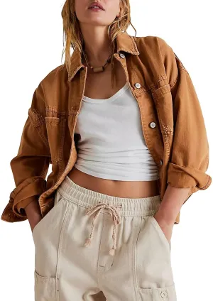 Plus Size Jean Jacket Oversized Denim Jacket for Women Trendy Casual Long Sleeve Button Down Denim Jackets Fall Coat