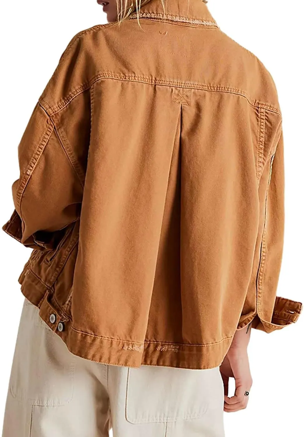 Plus Size Jean Jacket Oversized Denim Jacket for Women Trendy Casual Long Sleeve Button Down Denim Jackets Fall Coat