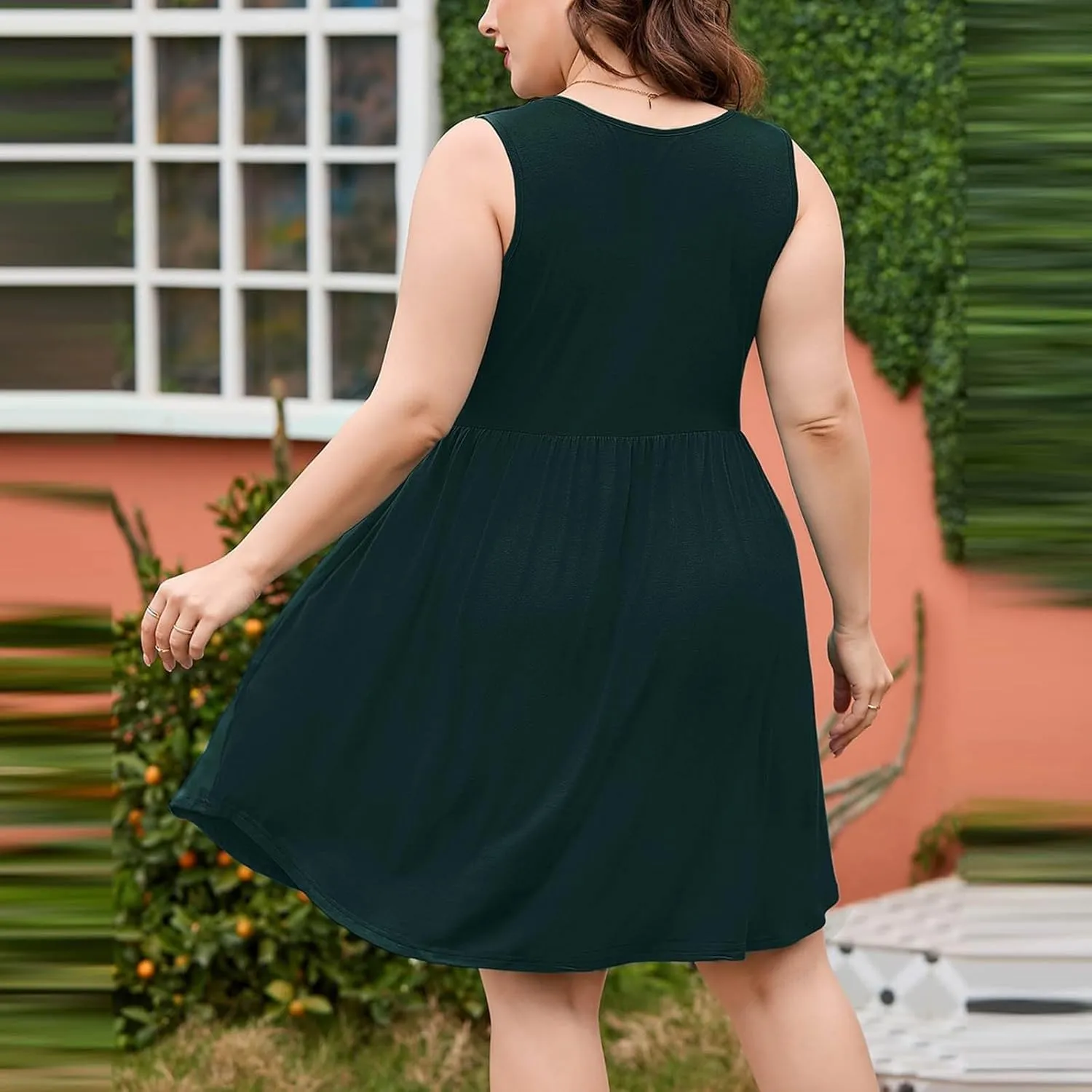 Plus Size Summer Dresses Casual Crewneck Boho Sundress Elegant Empire Waist Beach Vacation Mini Dress 2024
