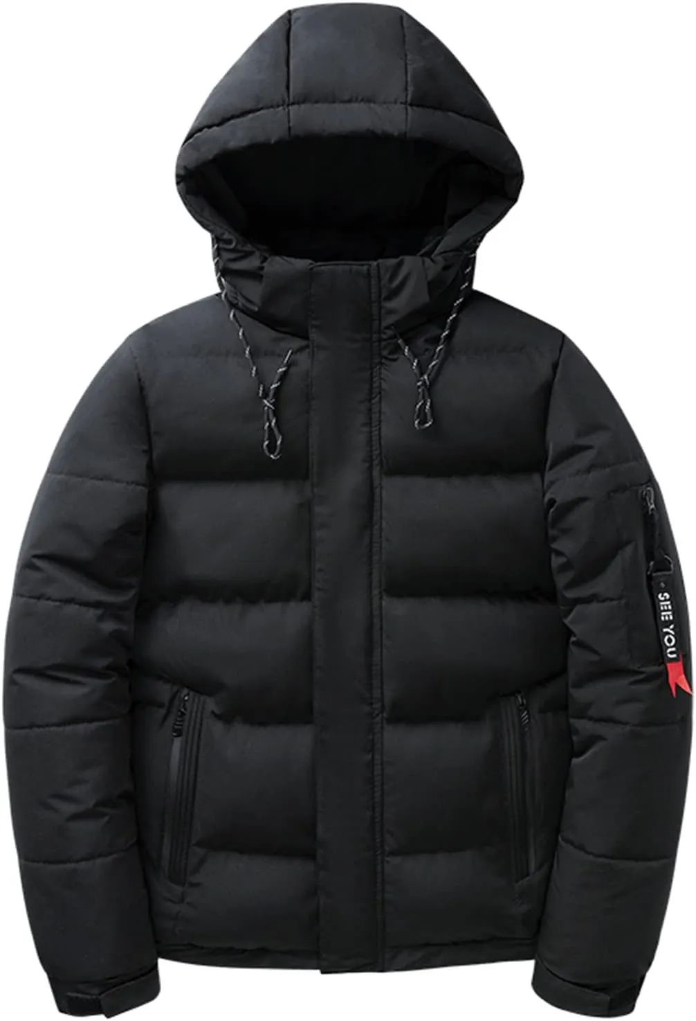 Puffer Jacket Men Waterproof Lightweight Thermal Thicken Puffer Coat Relaxed Fit Outdoor Down Jacket with Pockets