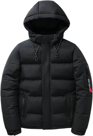 Puffer Jacket Men Waterproof Lightweight Thermal Thicken Puffer Coat Relaxed Fit Outdoor Down Jacket with Pockets