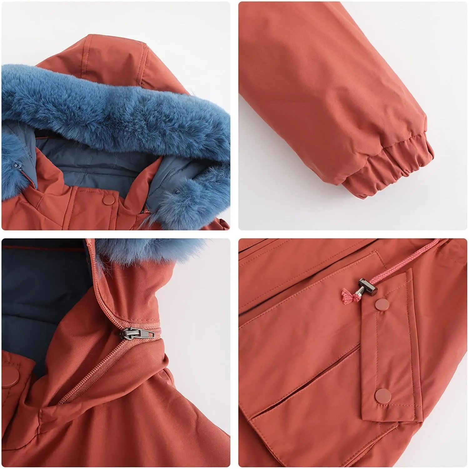 Puffer Jacket Womens Warm Winter Down Coats Long Length Quilted Maxi Puffer Solid Color Zip Overcoat with Fur Hood