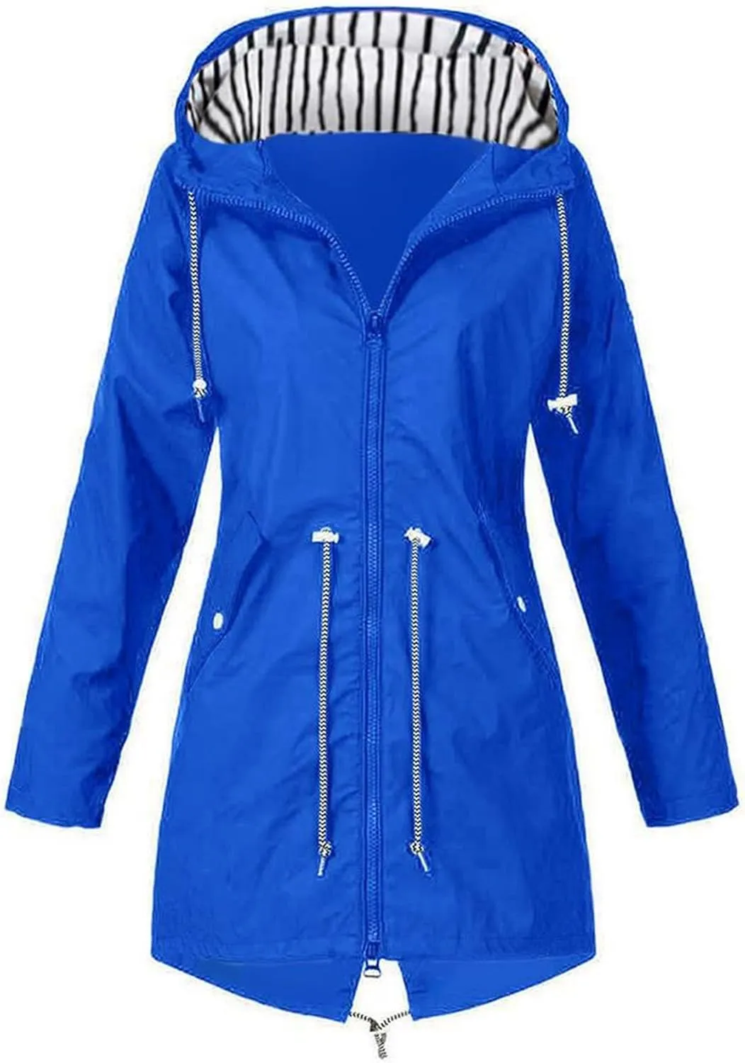 Rain Jacket Womens Waterproof with Hood Long Lightweight Windbreaker for Hiking Travel Outdoor