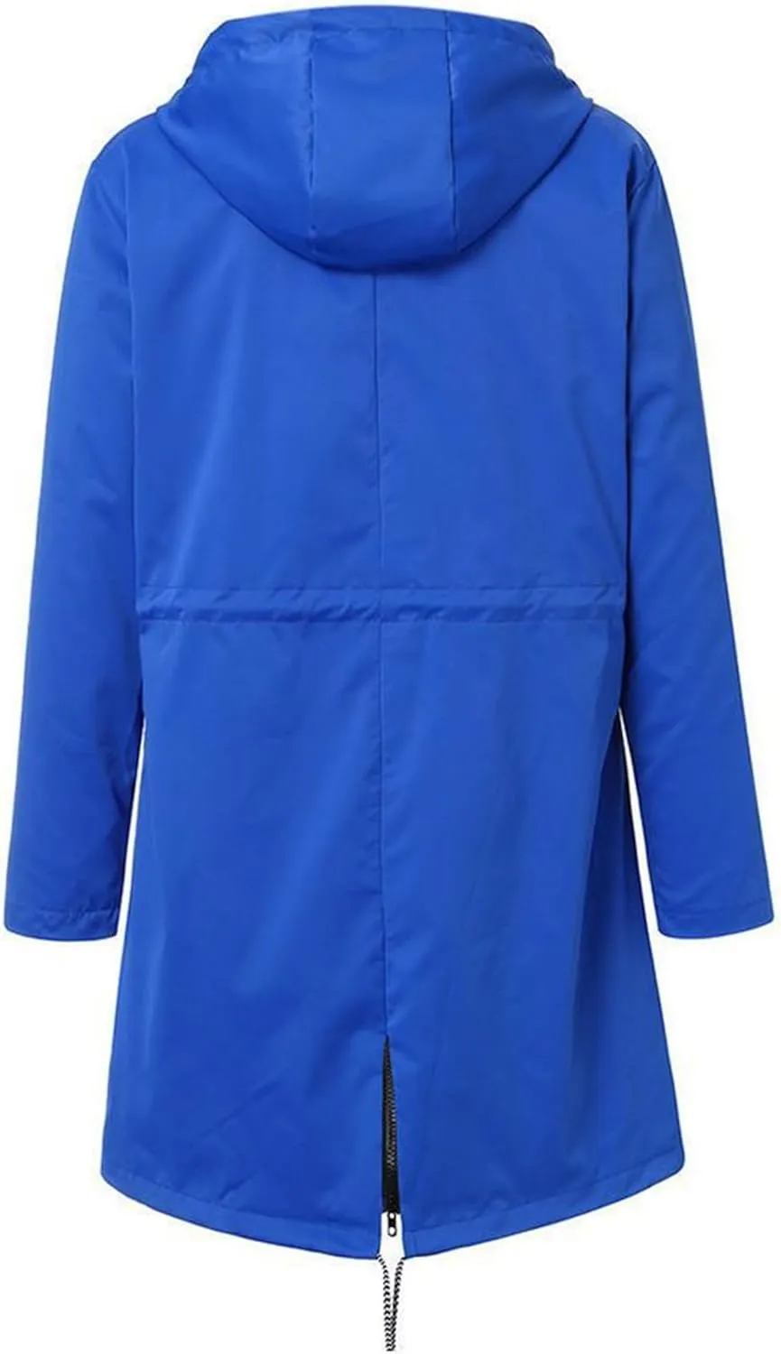 Rain Jacket Womens Waterproof with Hood Long Lightweight Windbreaker for Hiking Travel Outdoor