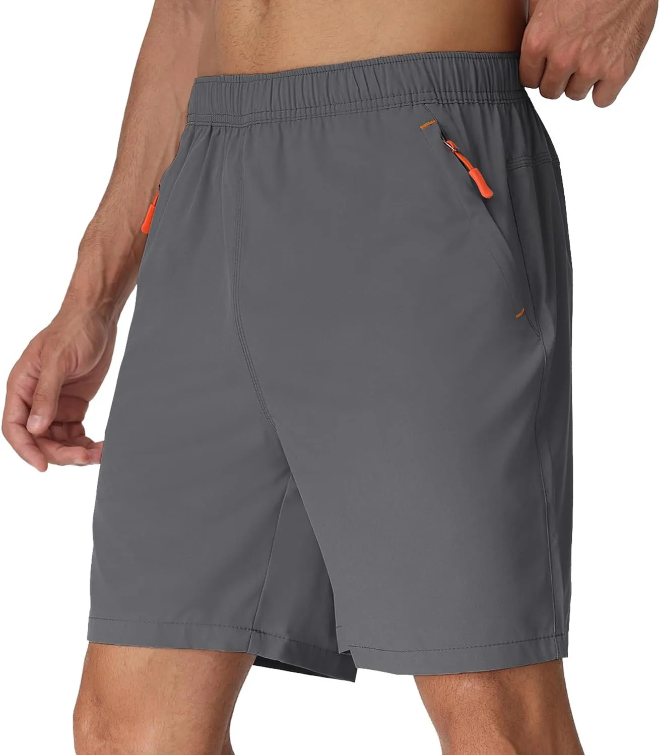 Rapoo Men's Athletic Shorts 7 Inch Inseam Water Resistant Lightweight Quick Dry Workout Shorts with Zipper Pockets