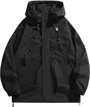 RTRDE Men's Camping Jackets Waterproof Windbreaker Rain Jacket Lightweight Proof Raincoat with Hood for Outdoor, M-3XL