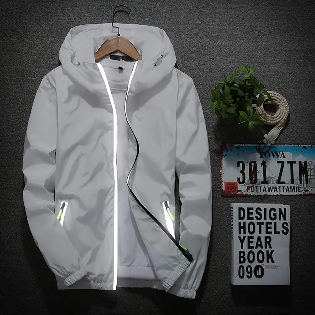RTRDE Men's Casual Zip Up Jackets Hooded Water Resistant Rain Jacket Windproof for Hiking Fishing Outwear, M-7XL