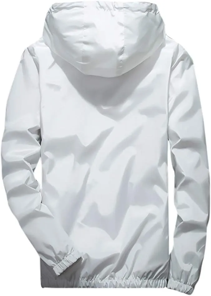 RTRDE Men's Casual Zip Up Jackets Hooded Water Resistant Rain Jacket Windproof for Hiking Fishing Outwear, M-7XL