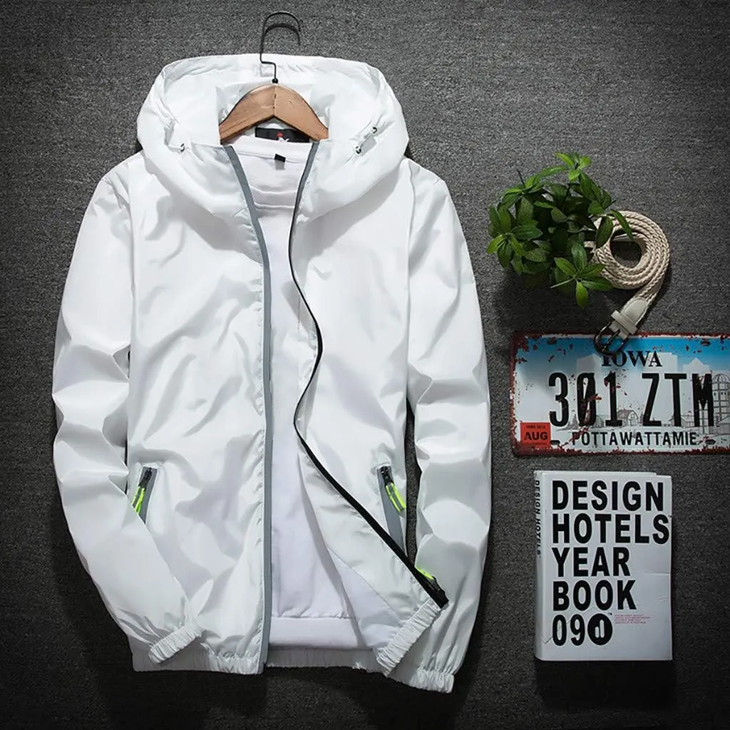 RTRDE Men's Casual Zip Up Jackets Hooded Water Resistant Rain Jacket Windproof for Hiking Fishing Outwear, M-7XL
