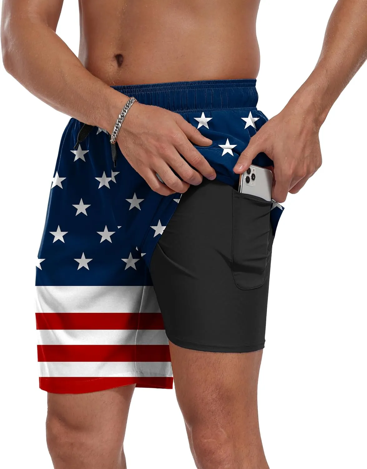 Sailwind Men Swim Trunks with Compression Liner 9" Beach Shorts Quick Dry with Zipper Pockets Board Shorts