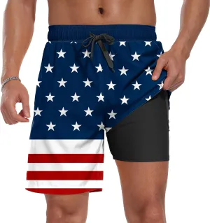 Sailwind Men Swim Trunks with Compression Liner 9" Beach Shorts Quick Dry with Zipper Pockets Board Shorts