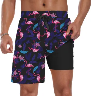 Sailwind Men Swim Trunks with Compression Liner 9" Beach Shorts Quick Dry with Zipper Pockets Board Shorts