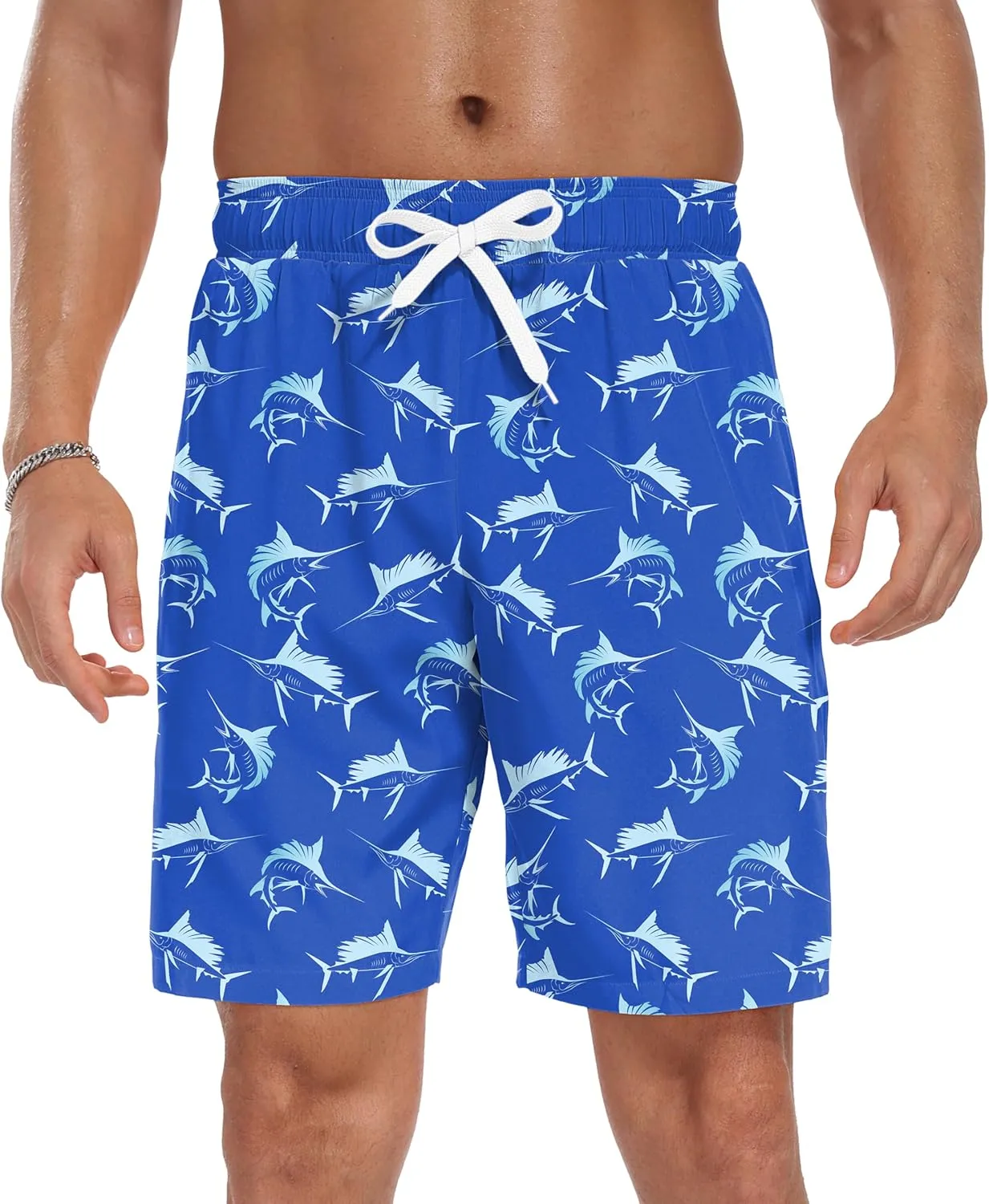 Sailwind Men Swim Trunks with Compression Liner 9" Beach Shorts Quick Dry with Zipper Pockets Board Shorts