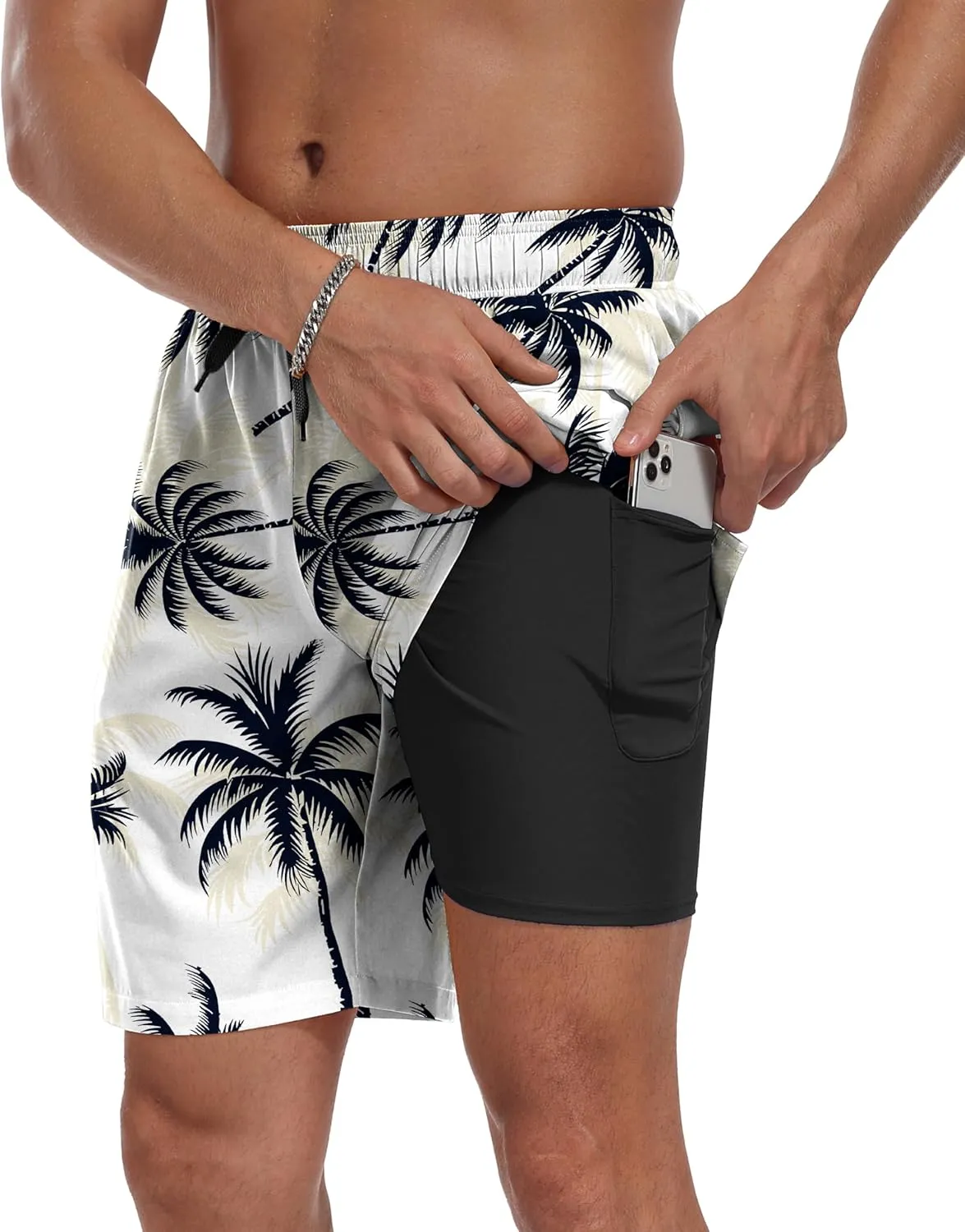 Sailwind Men Swim Trunks with Compression Liner 9" Beach Shorts Quick Dry with Zipper Pockets Board Shorts