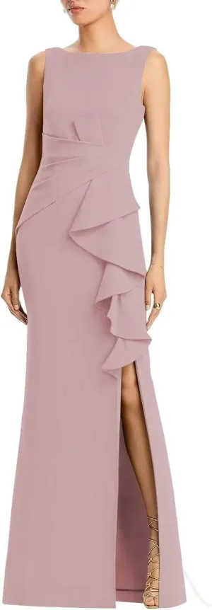 Satin Mermaid Mother of The Bride Dresses Sleeveless Ruched Long Slit Formal Dresses Bodycon Cocktail Gowns XOD0366