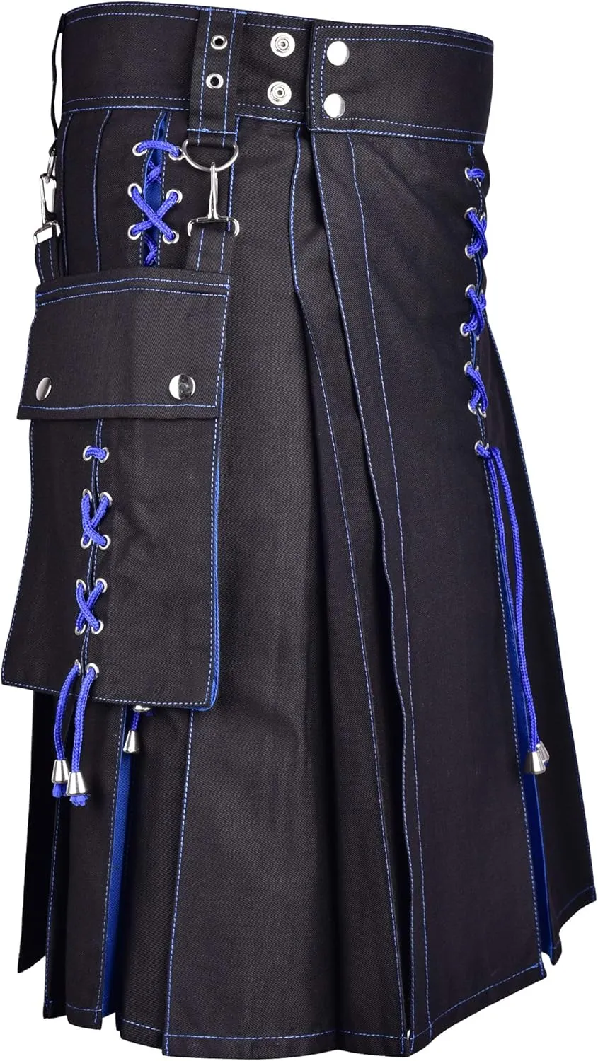 Scottish Modern Two Tone Cotton Utility Kilts for Men-Sports Utility Kilt-Wedding Kilt