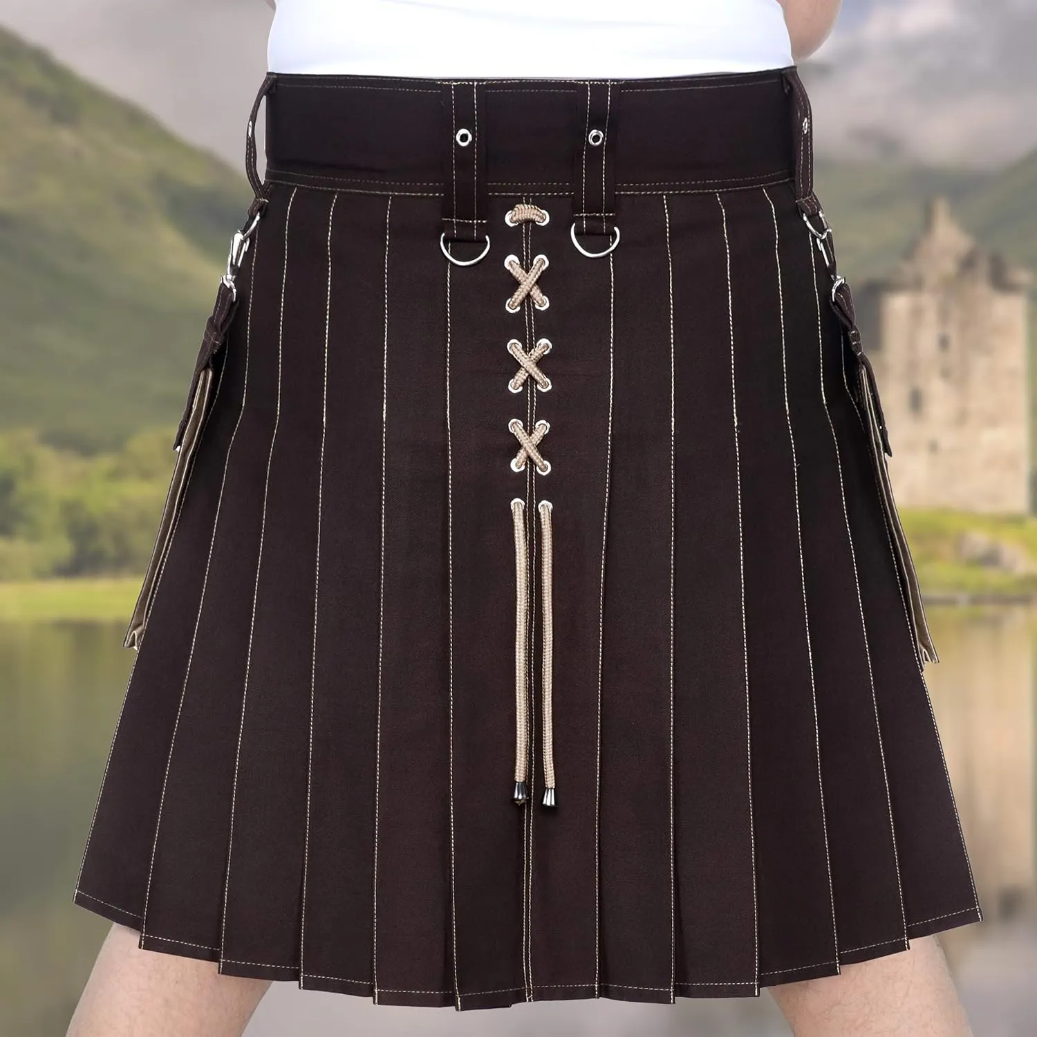 Scottish Modern Two Tone Cotton Utility Kilts for Men-Sports Utility Kilt-Wedding Kilt