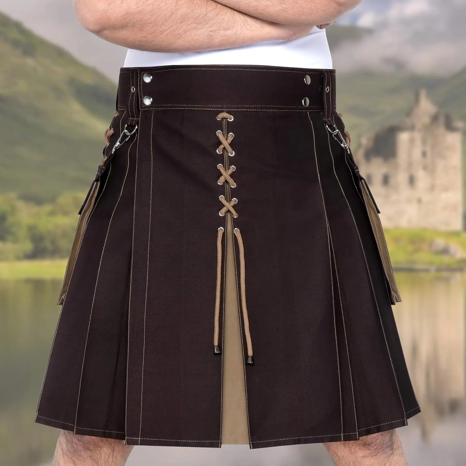 Scottish Modern Two Tone Cotton Utility Kilts for Men-Sports Utility Kilt-Wedding Kilt