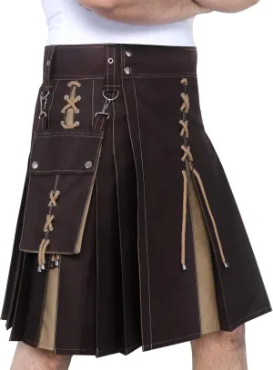 Scottish Modern Two Tone Cotton Utility Kilts for Men-Sports Utility Kilt-Wedding Kilt