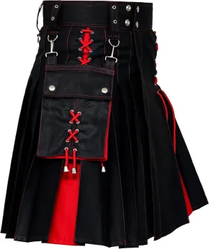 Scottish Modern Two Tone Cotton Utility Kilts for Men-Sports Utility Kilt-Wedding Kilt
