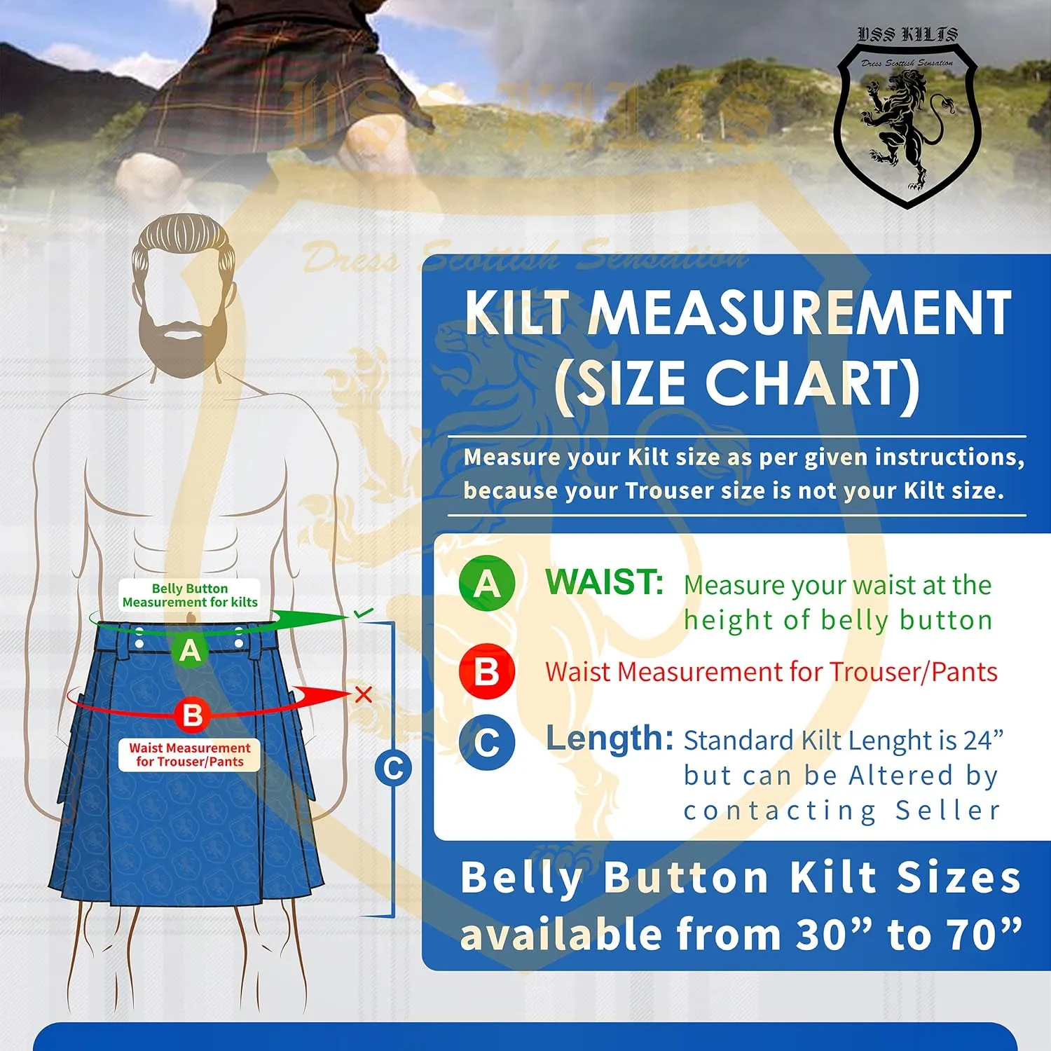 Scottish Modern Two Tone Cotton Utility Kilts for Men-Sports Utility Kilt-Wedding Kilt