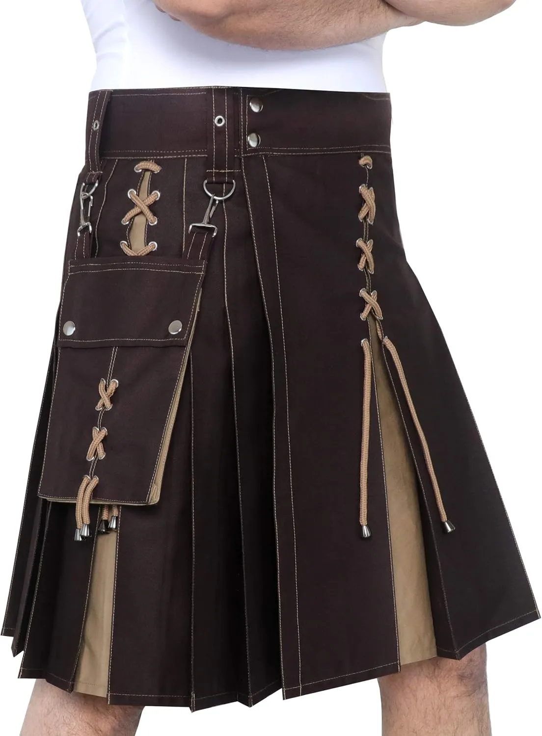 Scottish Modern Two Tone Cotton Utility Kilts for Men-Sports Utility Kilt-Wedding Kilt