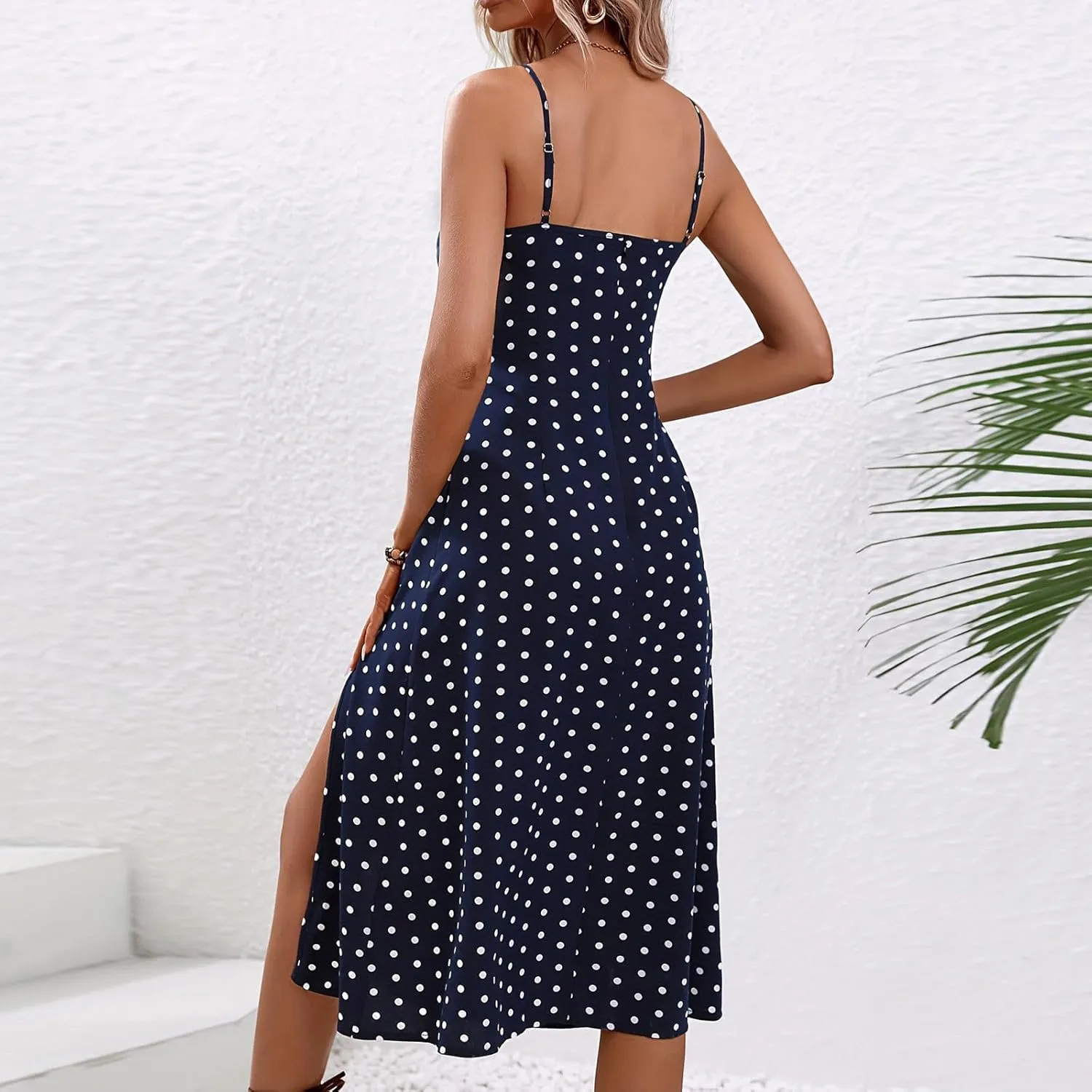 Sexy Dresses for Women Spaghetti Strap Empire Waist Side Split Summer Dresses Flowy Beach Wedding Vacation Sundress