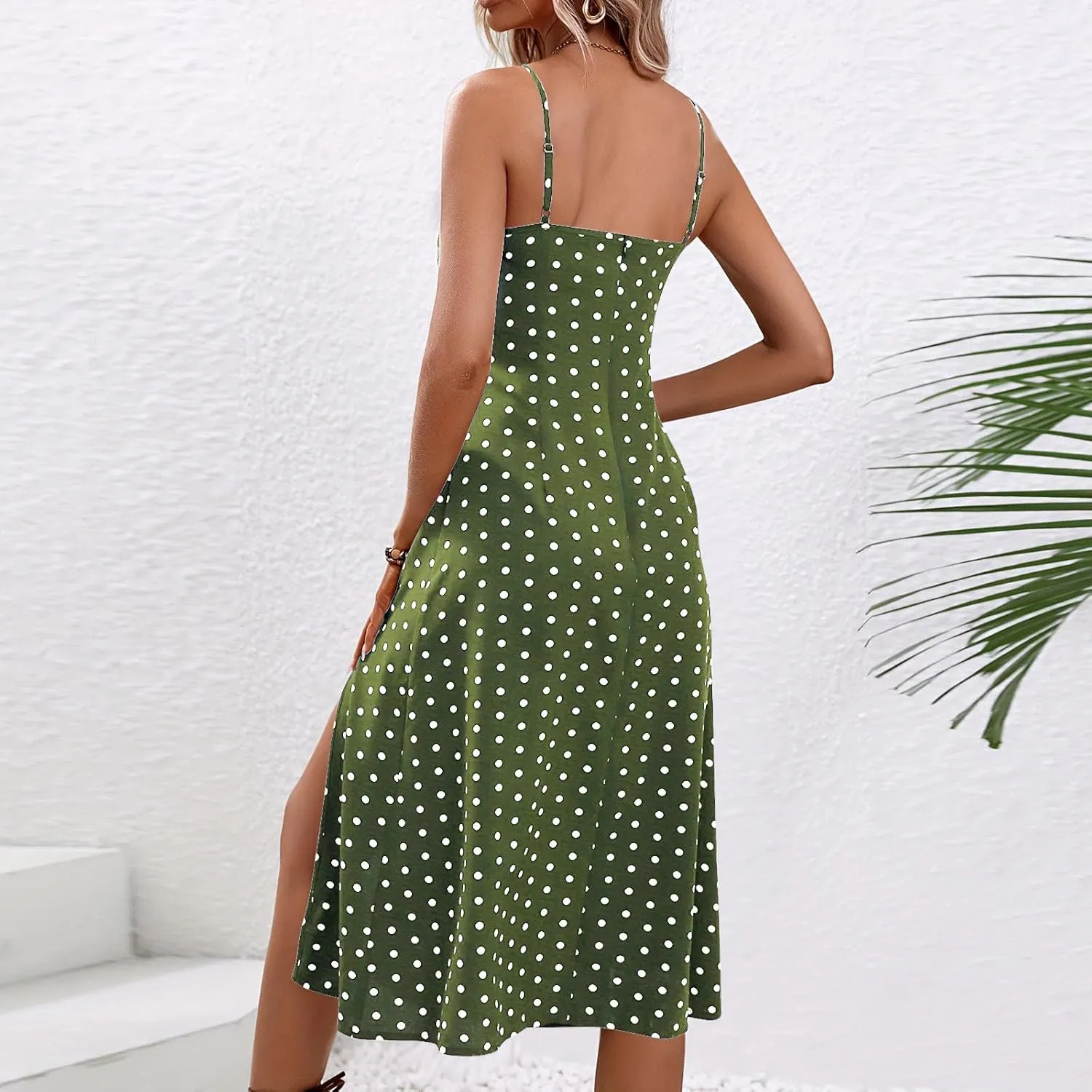 Sexy Dresses for Women Spaghetti Strap Empire Waist Side Split Summer Dresses Flowy Beach Wedding Vacation Sundress