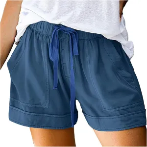 Shorts for Women 2024 Drawstring High Waisted Summer Bermuda Shorts Soft Trendy Lounge Shorts Beach Vacation Shorts