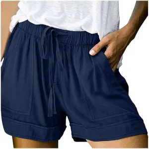 Shorts for Women 2024 Drawstring High Waisted Summer Bermuda Shorts Soft Trendy Lounge Shorts Beach Vacation Shorts