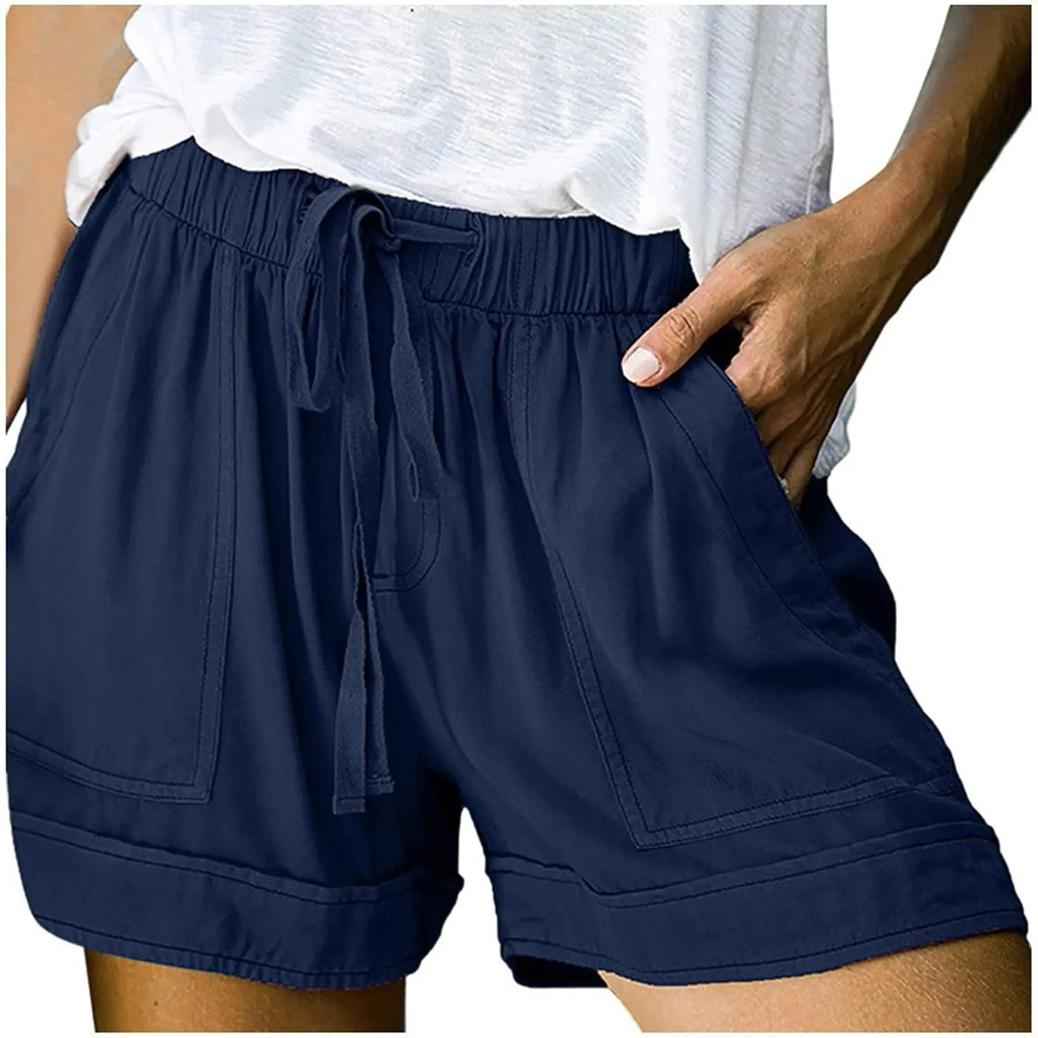 Shorts for Women 2024 Drawstring High Waisted Summer Bermuda Shorts Soft Trendy Lounge Shorts Beach Vacation Shorts