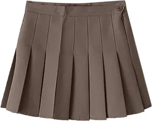 Skirts for Women High Waist Chain A-Line Skirt High Waist Check Pleated Fairy Mini Skirt Skater School Rainbow