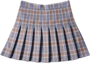 Skirts for Women High Waist Chain A-Line Skirt High Waist Check Pleated Fairy Mini Skirt Skater School Rainbow