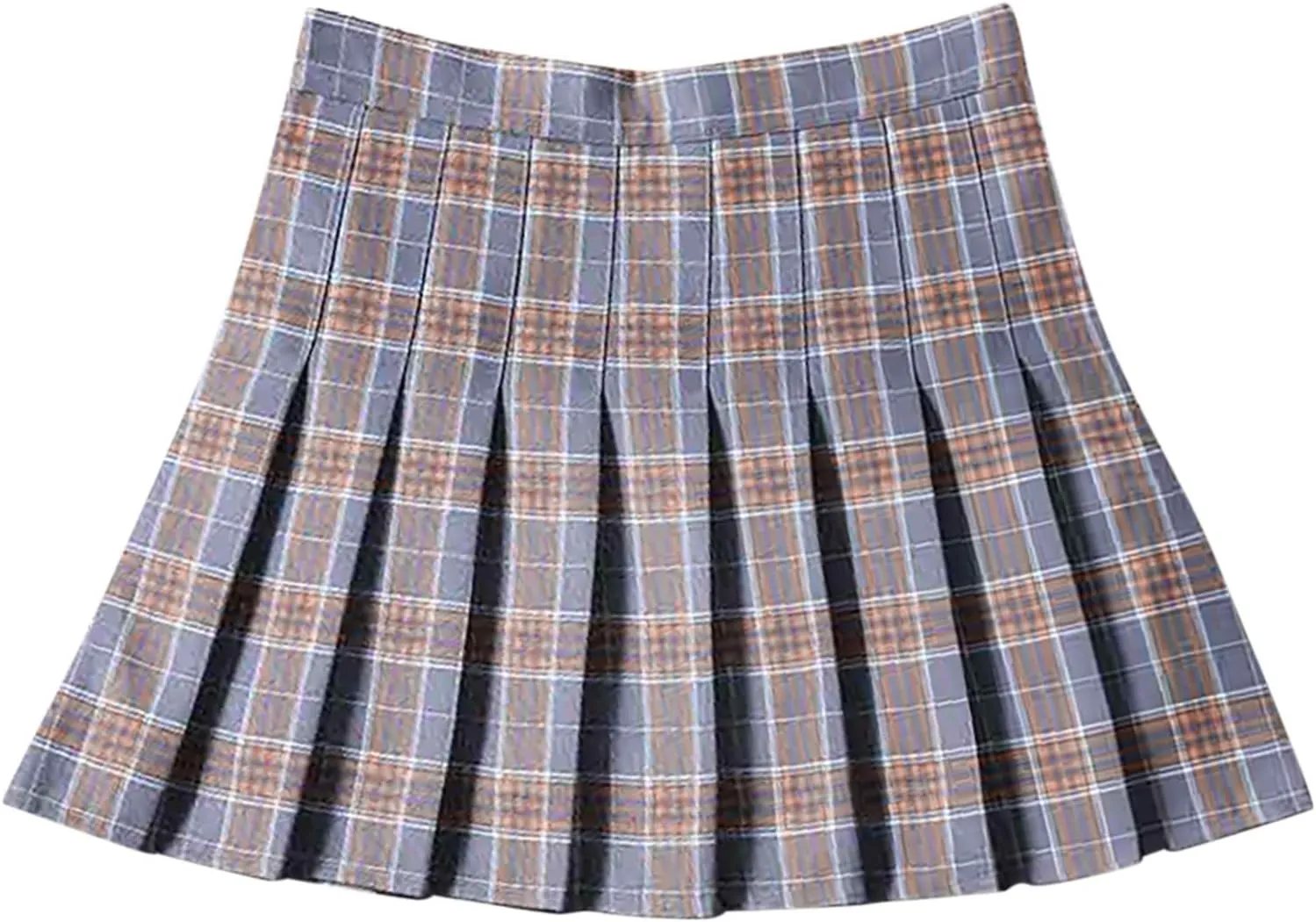 Skirts for Women High Waist Chain A-Line Skirt High Waist Check Pleated Fairy Mini Skirt Skater School Rainbow